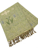Antique Print Pashmina Scarf in Green