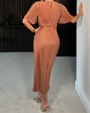 Nicola Plisse Dress in Rust size 8