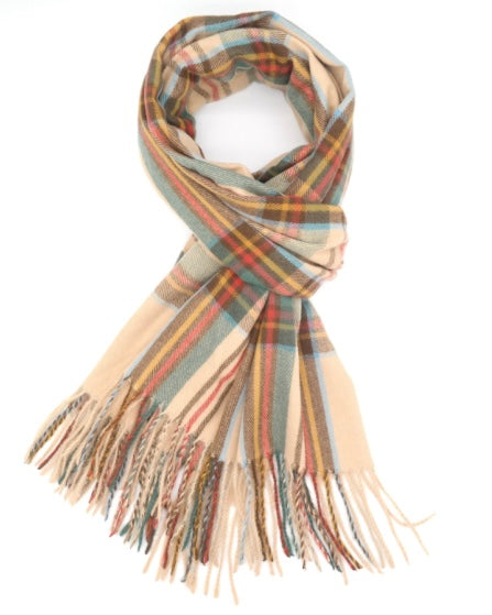 Tara Tartan Scarf in Beige