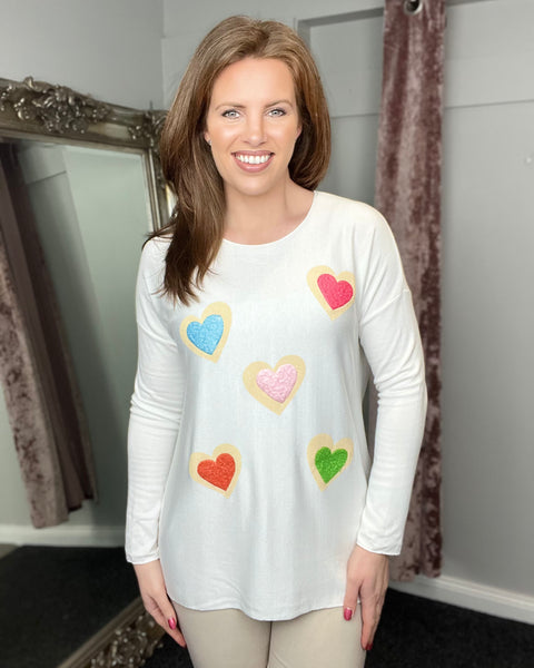 Hope Hearts Top in White (8-16)