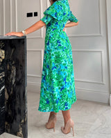 Melanie Floral Dress in Blue/Green size 8