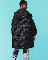 Pre order- Sophia Sequin Puffer Coat in Black(10-18)