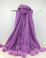 Leila Pom Pom Scarf in Light Purple