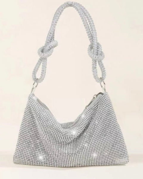 Debbie Diamante Soft Hand Bag in Silver