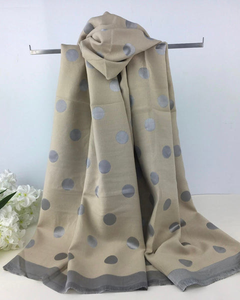 Hannah Silver Spots Scarf in Beige