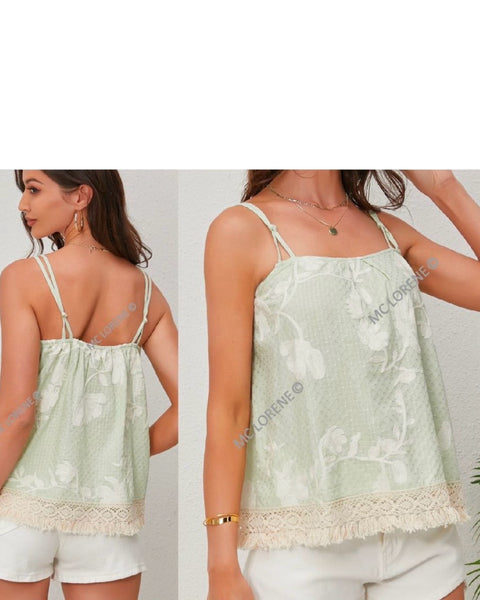 Charlotte Vest Top in Green (8-16)