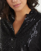 Georgia Sequin Top in Black (Sizes 8-20)