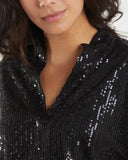Georgia Sequin Top in Black (Sizes 8-20)