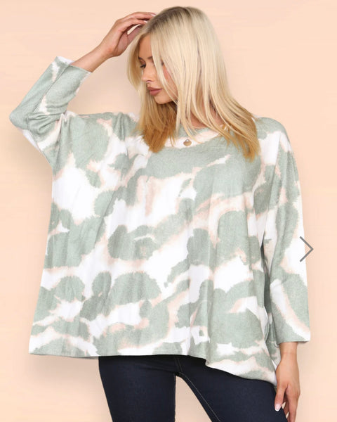 Laura Animal Print Jumper in Green (Size 10-20)