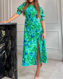 Melanie Floral Dress in Blue/Green size 8