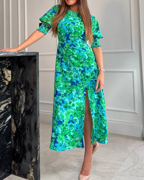 Melanie Floral Dress in Blue/Green size 8