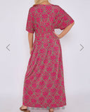 Laura Printed Short Sleeve Maxi Dress in Pink (8-20)