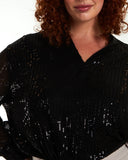 Georgia Sequin Top in Black (Sizes 8-20)