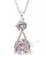 Clear Suspended Crystal Necklace in Sterling Silver