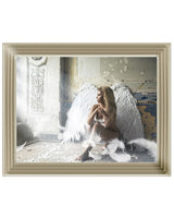 Sitting Angel Print in Champagne Frame 80cm x 60cm