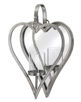 Hawaii Large Heart Mirror Candle Holder in Silver H50cm