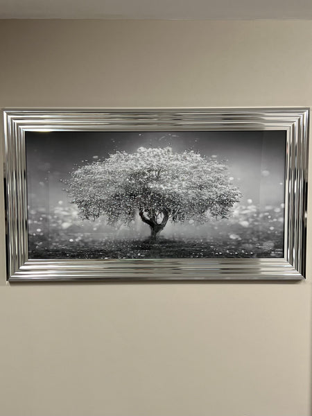 Silver Tree of Life Print in Silver Frame 100cm x 50cm