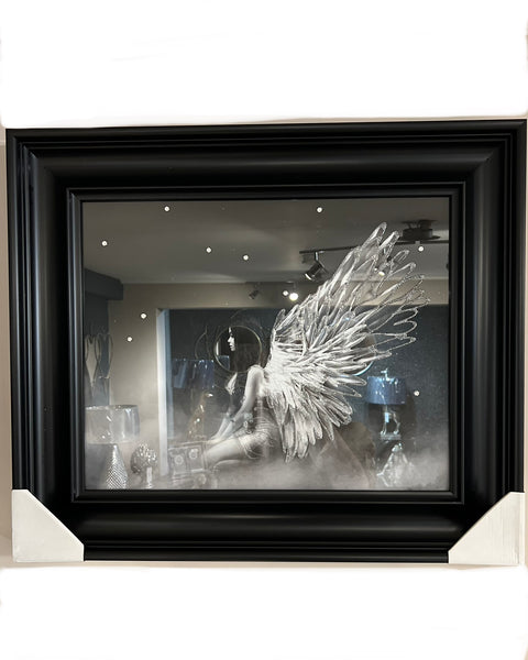 Sitting Side Angel Print in Black Frame 66cm x 56cm