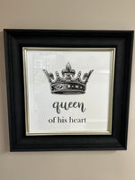 Queen of His Heart Print in Black/Champagne Frame 40cm