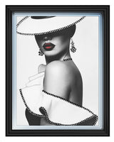 Glamorous Red Lips Lady Print in Black Frame 80cm x 60cm
