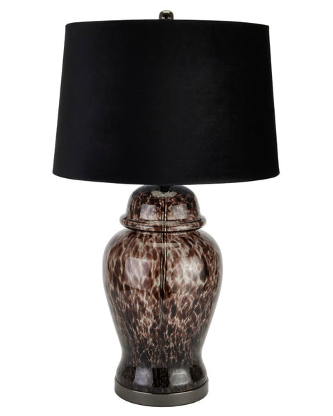 Black Dappled Glass Table Lamp with Velvet Black Shade 76cm LOCAL COLLECT/DELIVERY ONLY
