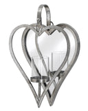 Hawaii Small Heart Mirror Candle Holder in Silver H34cm