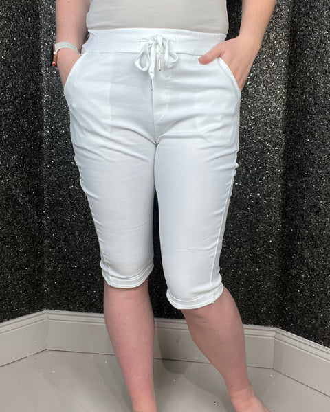 White Magic Stretchy 3/4 Long Shorts/Capri Trousers