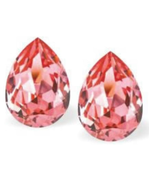 Rose Pink Peardrop Sterling Silver Stud Earrings