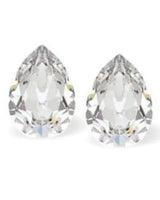 Clear Peardrop Sterling Silver Stud Earrings