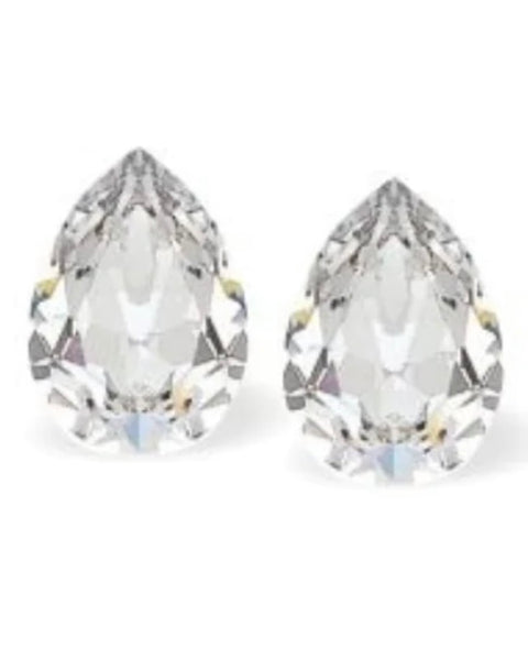Clear Peardrop Sterling Silver Stud Earrings