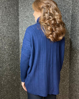 Diana Diagonal Stripe Roll Neck Jumper in Navy (Size 10-20)