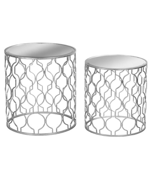 Arabia Set of 2 Silver Side Tables LOCAL COLLECT/DELIVERY ONLY