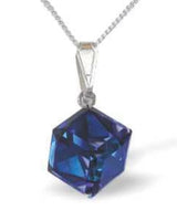 Bermuda Blue Cube Necklace in Sterling Silver