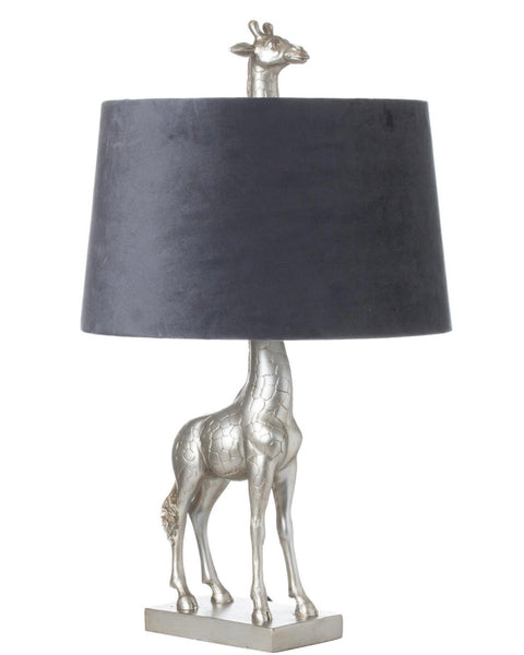 Silver Giraffe Lamp with Charcoal Shade 70cm LOCAL COLLECT/DELIVERY ONLY