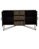 Florence Mango Wood Geometric Floral Pattern Sideboard