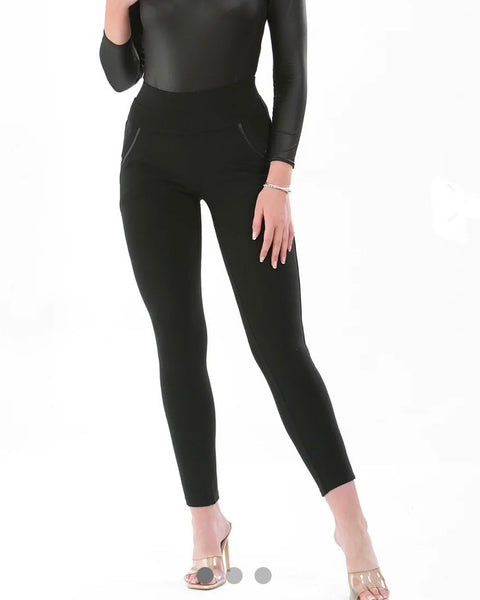 Molly Stretchy Scuba Leggings in Black (Sizes 10-18)