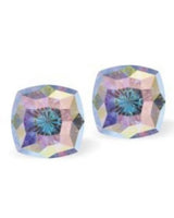 AB Mystic Square Crystal Sterling Silver Stud Earrings