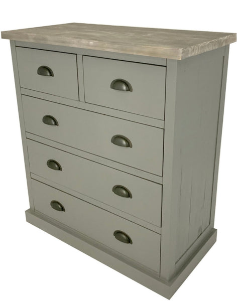 Oxford Two Over Three Chest of Drawers in Grey LOCAL COLLECT/DELIVERY ONLY