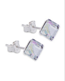 Vitrail Light Cube Crystal Sterling Silver Stud Earrings