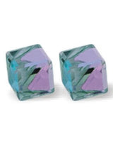 Vitrail Light Cube Crystal Sterling Silver Stud Earrings