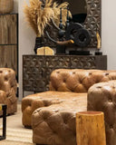 Florence Mango Wood Geometric Floral Pattern Sideboard