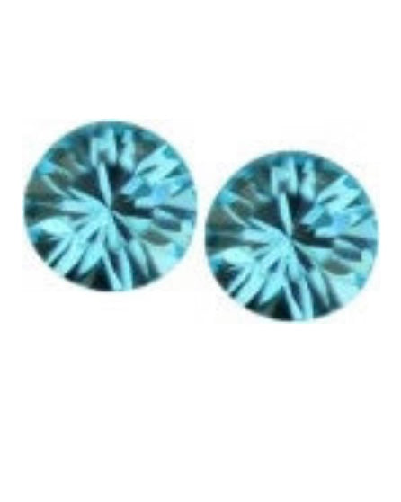 Aquamarine Blue Crystal Sterling Silver Stud Earrings