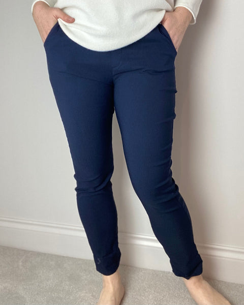 Navy Plain Magic Stretchy Trousers