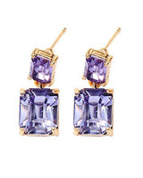Dual Gem Gold Drop Earrings in Purple