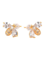 Bee CZ Gold Stud Earrings