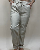 Beige Plain Magic Stretchy Trousers
