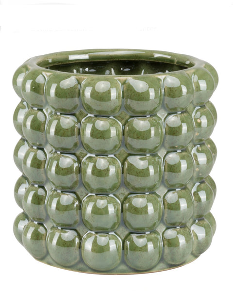 Seville Collection Small Bubble Planter Vase in Olive Green