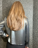 Teagan Twist Neck Top in Grey Shimmer (Size 8-14)