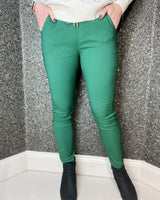 Dark Green Plain Magic Stretchy Trousers
