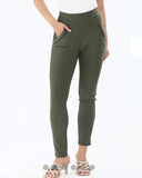 Molly Stretchy Scuba Leggings in Khaki (Sizes 10-18)